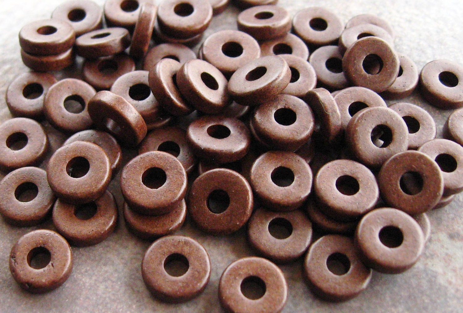 25 BITTER CHOCOLATE  Greek Ceramic Beads - 8mm Round Beads