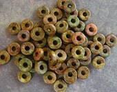 Greek Ceramic Beads HEATHERED GREEN 8mm Round Washers - Disks