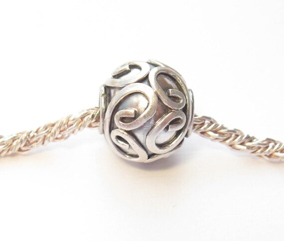 Sterling Silver Pandora Style Large Hole Bead - SWIRLS