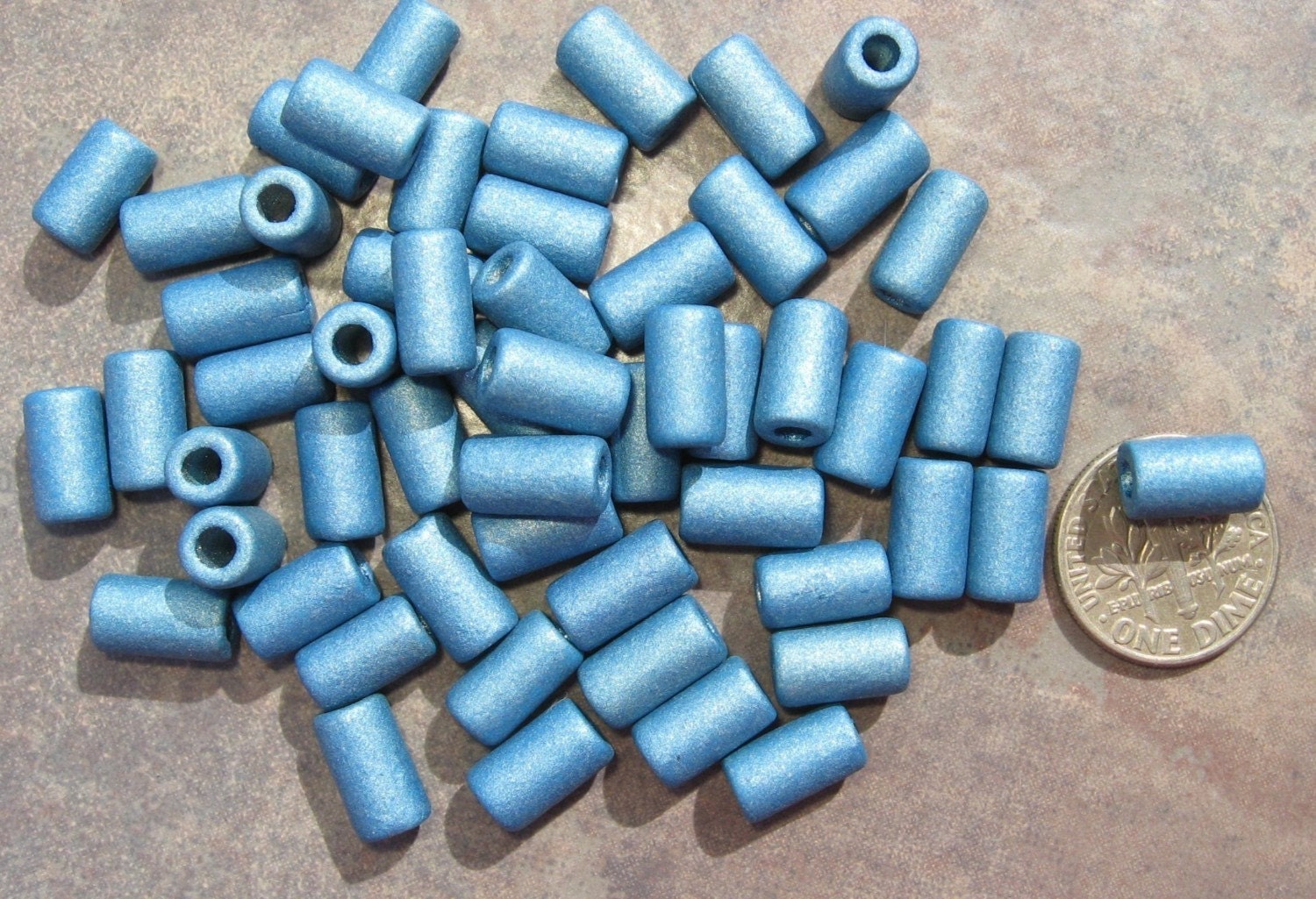 DECO BLUE Mykonos Greek Ceramic Beads Small Tube - Barrel 6x10mm (15)