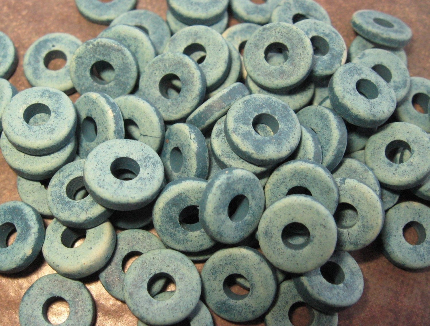 DENIM 8mm ROUND WASHER - 25 Mykonos Greek Ceramic Beads 8mm