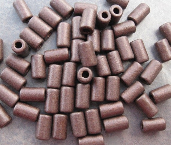 COPPER EARTHY Mykonos Greek Ceramic Beads 15 Small Tube 6x10mm