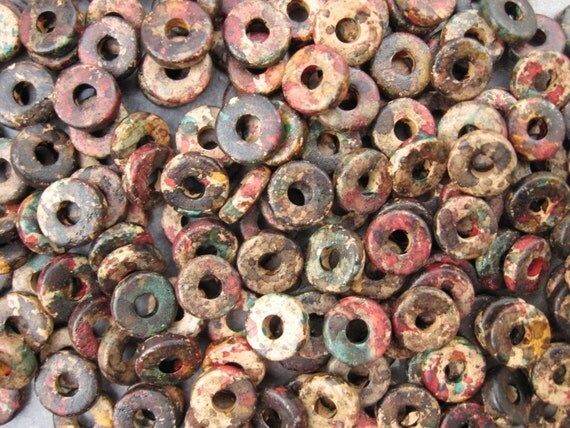 25 Mykonos Greek Ceramic AUTUMN RUST 8mm Round Washer Beads