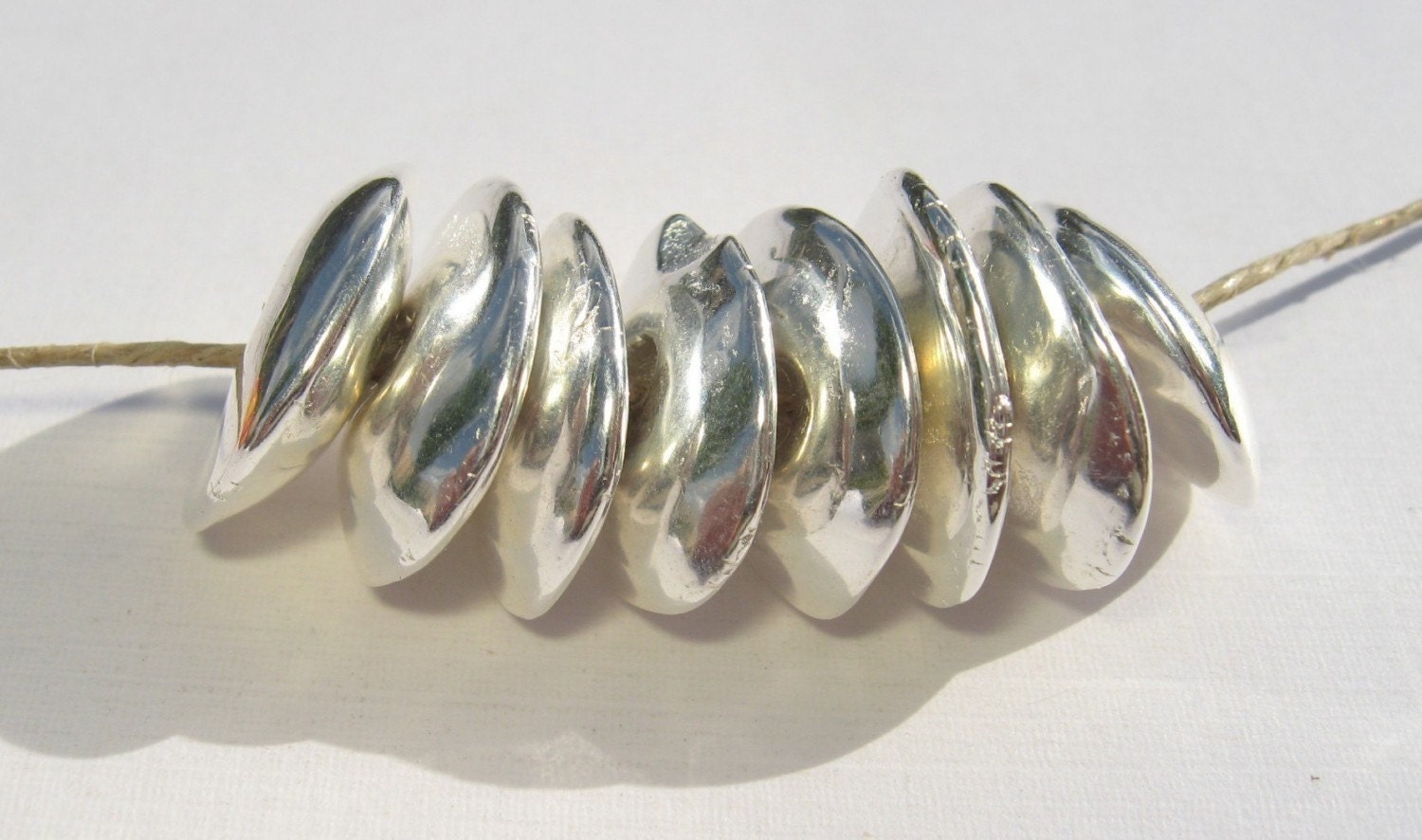 4 Mykonos Greek Ceramic Beads 24k GOLD 13mm CORNFLAKES - Chunky Chips Metalized Beads