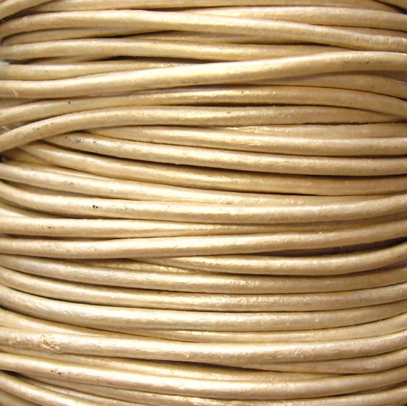 Round Metallic Leather Cord 2mm METALLIC PEARL - 4 yards Leather Cording