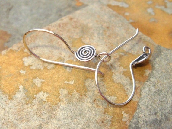 2 Bali Sterling Silver Earwires with Circular Disk 22mm x 12mm LOW SHIPPING