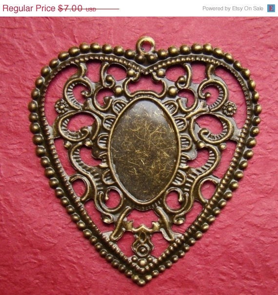 SALE - 50% OFF 12pcs 60x56mm Antique Bronze Filigree Heart Base Charm BS018