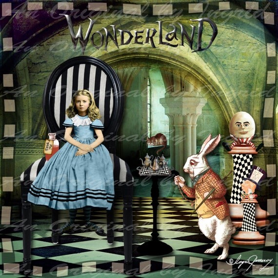 Wonderland Digital Collage Greeting Card (Suitable for Framing)