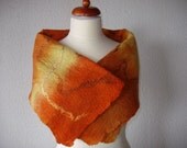 Scarf, hand felted with hand painted softest wool and silk, ooak