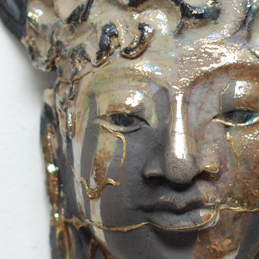 Raku Buddha Face Wall Art