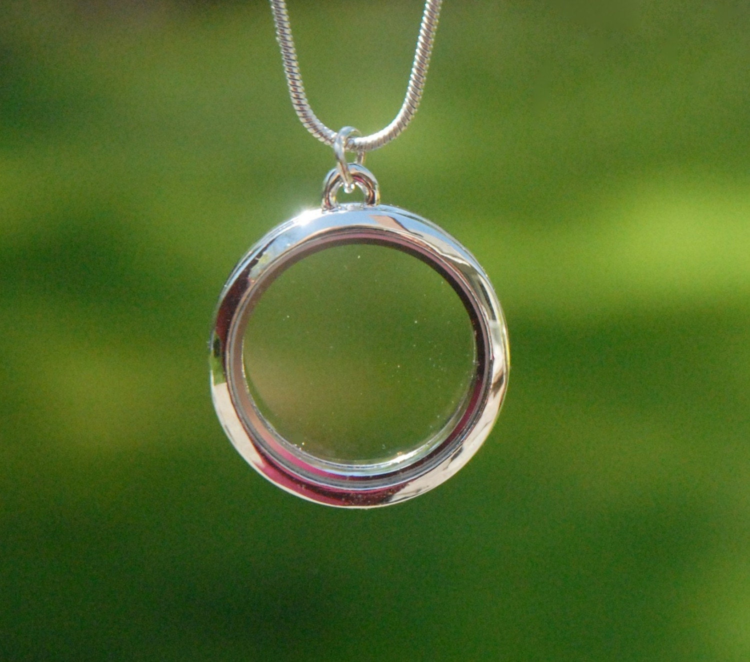 Round Clear Glass Memory Locket Pendant by GlassHouseSupplies