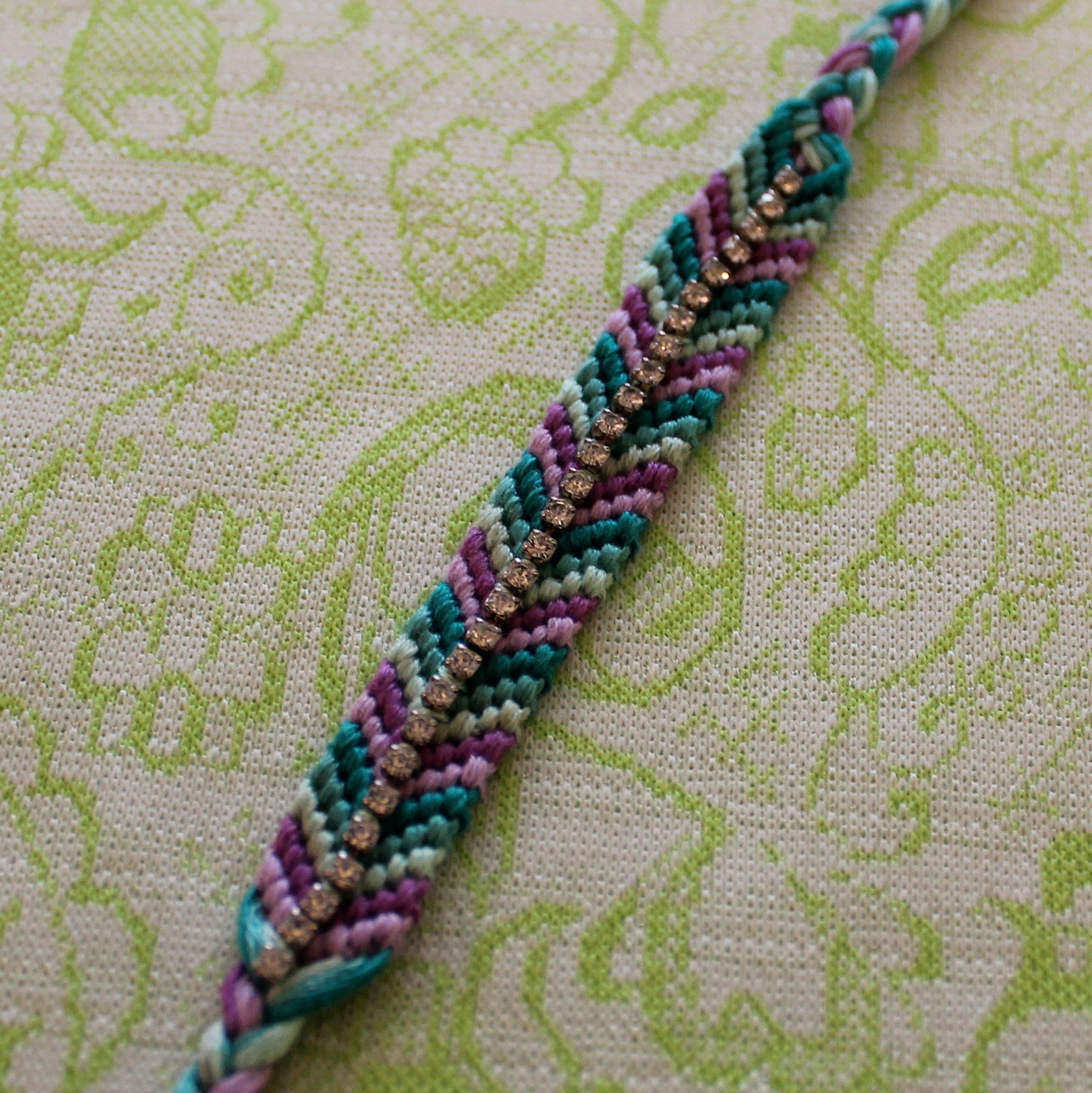 purple and green mermaid chevron crystal friendship bracelet