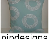 decorative Pillow Cover 16" Retro Modern Cushion Case Slip Sham Pillowcase Pillowsham Pillowslip Turquoise Aqua White Spikey Circles