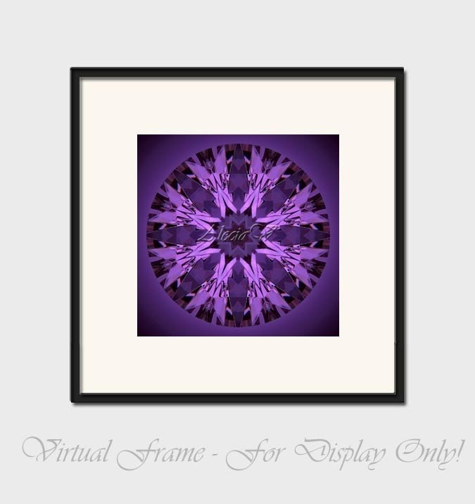 Mandala art mandala print 5x5 purple wall art - violet lilac purple gemstone kaleidoscope yoga zen meditation home decor - Amethyst Radiance