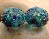 SEASCAPE - Silver Sparkle Earring Pair - Set of 2 Handmade Lampwork Beads