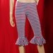 Stripe Bloomer Pants Red Blue Carnival knickers, Knee length Stretch Cotton, Yoga. Small Medium
