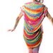 Rainbow Warrior Shredded TShirt, Rave Pixie bright stripes patchwork buttons Top cotton Eco Upcycle Repurpose Web Back Oversize slouchy