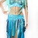 Tattered Mini skirt - Mermaid Blue Waistland Skirt Mad Max Summer Festivals playa Bright turquoise stripe Witchy Small