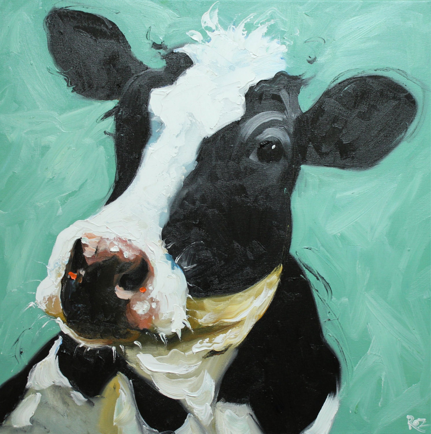 Print Cow 350 20x20 inch Print from oil painting by Roz