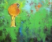 Bird painting 77 20x20 inch original animal portrait parakeet canary oil painting by Roz