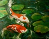 Koi11 16x20inch Print of oil painting by Roz