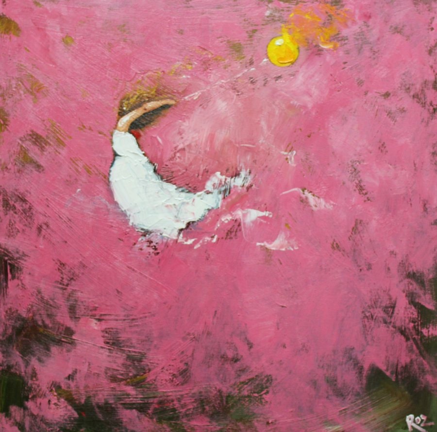 Leap painting 330 18x18 inch original oil painting by Roz