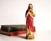 Vintage Chalkware Figurine Italy Jesus Statue Depositato Religious Icon