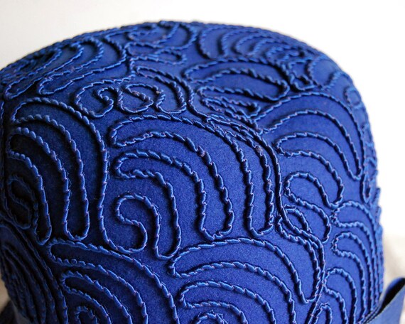 1960s Vintage Hat Mod Cloche Valerie Modes Cobalt Blue Wool