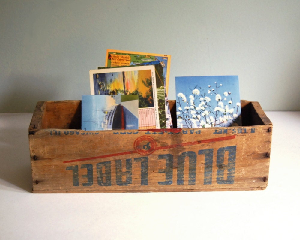 Vintage Blue Label Pabst-Ett Primitive Wood Cheese Box