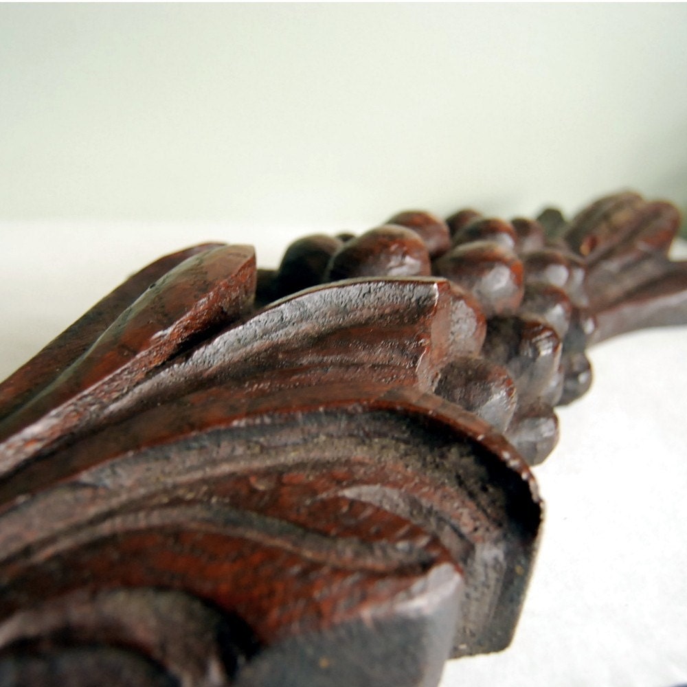 Vintage Wood Architectural Salvage Hand Carved Furniture Fragment