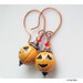 Pumpkin Earrings Halloween Jack o Lantern Orange Black, Antique Copper