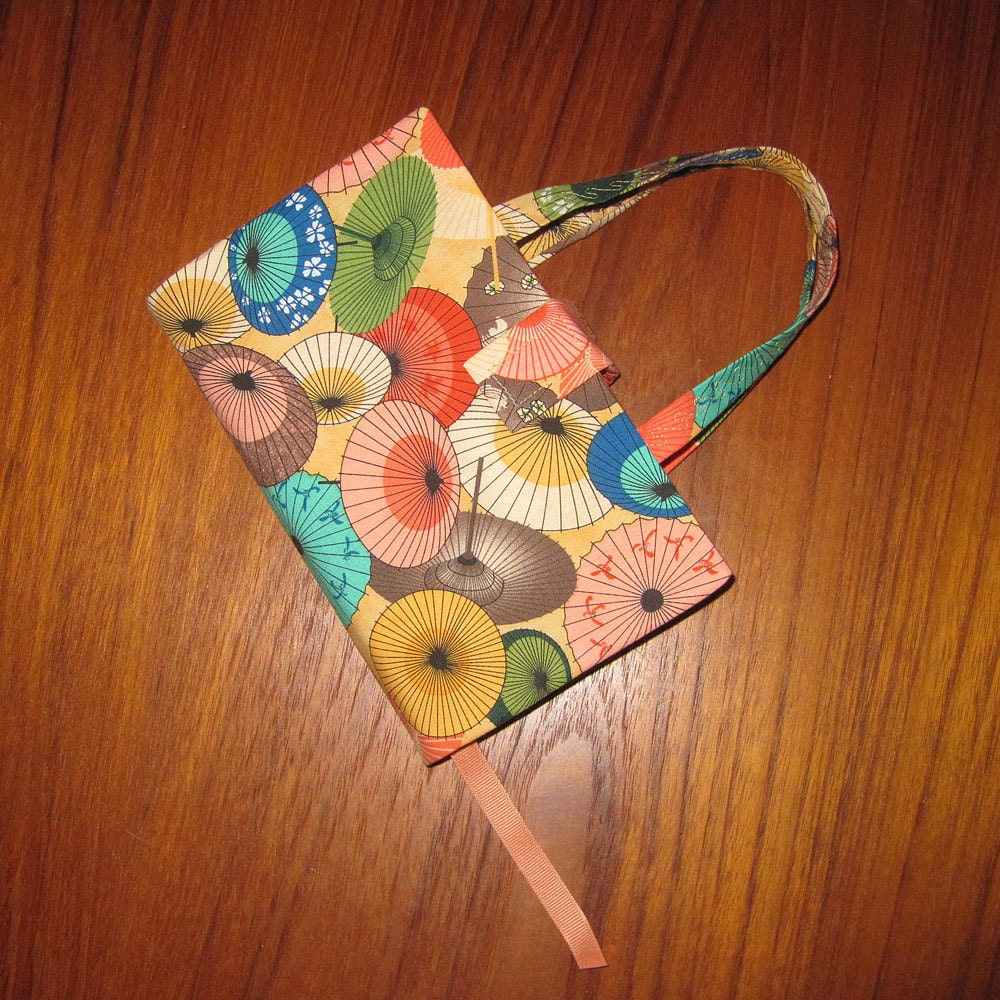 Paperback Fabric Book Cover Asian Japanese Parasol Design STANDARD SIZE