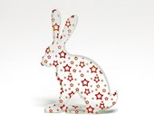 Stars Hare Glass Sculpture Screen Printed Enamel Red