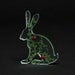 Rosebud Glass Hare Sculpture Green Screen Printed Enamel