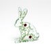 Rosebud Glass Hare Sculpture Green Screen Printed Enamel