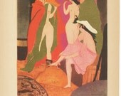 Antique Jean De Bosschere Illustration Color Lithograph Print - The Ecclesiazusae