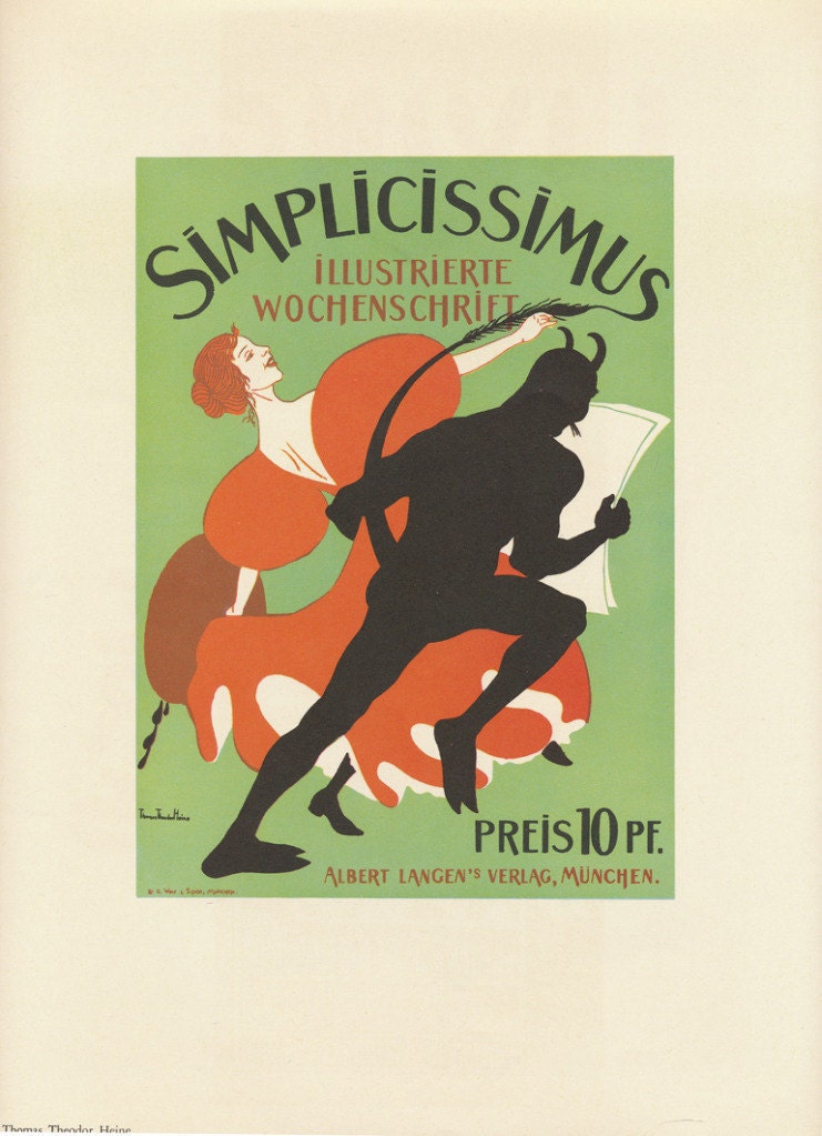 Vintage Art Nouveau Posters - Thomas Theodor Heine and Frank Hazenplug