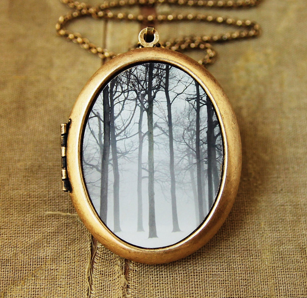 OVERSTOCK SALE - Ink And Snow-Fine Art Photo Locket Necklace - Grande Edition