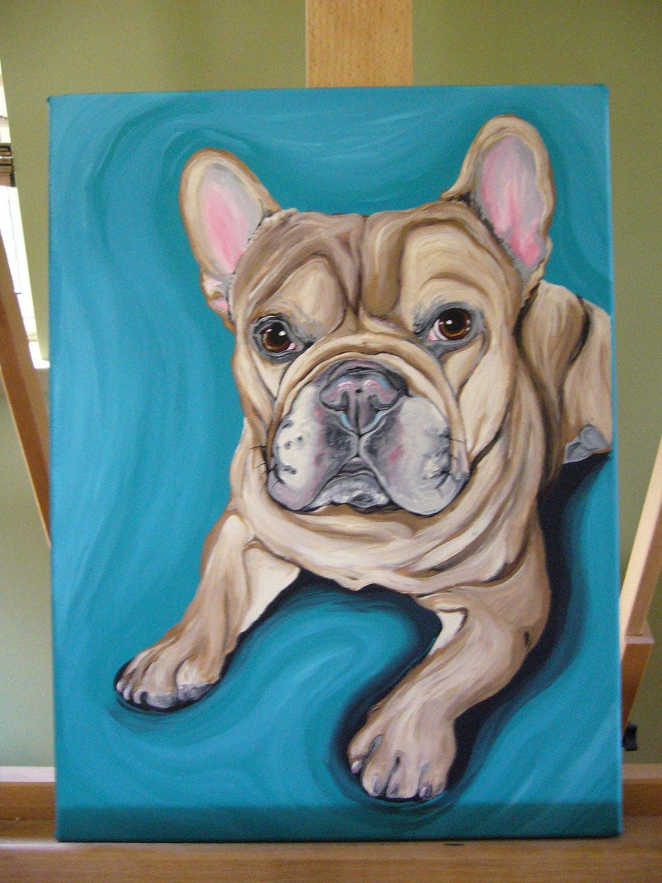 Fawn French Bulldog Original Canvas Painting Dog Art-Carla Smale