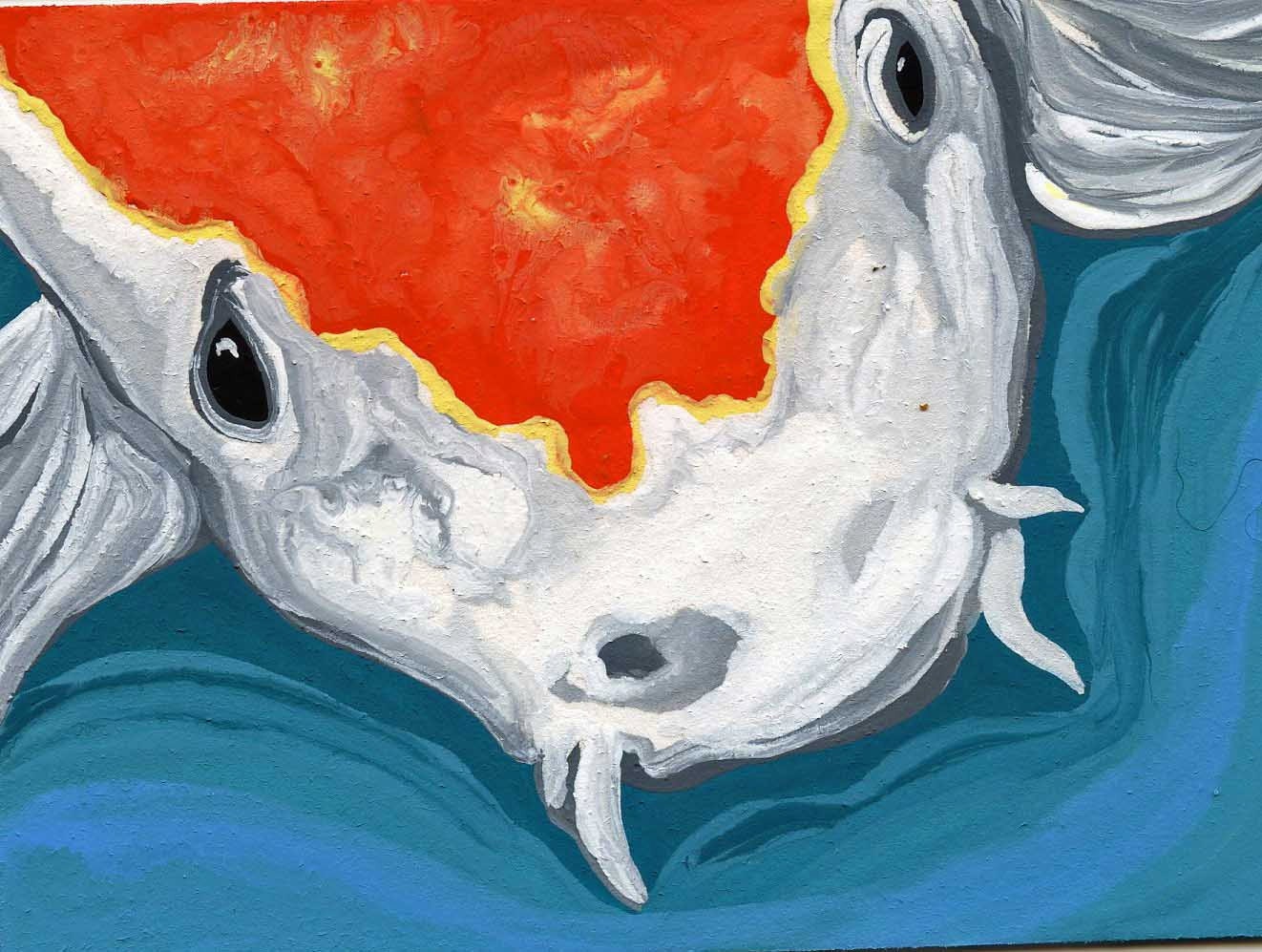 ACEO Koi Goldfish Pond Original Painting Art-Carla Smale