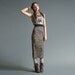 Column Skirt - Calf Length - Cream and Black Shattered Stripe - LAST ONE, Size S