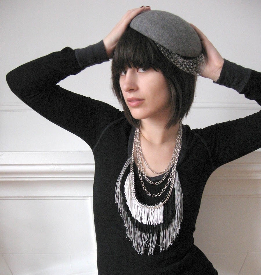 Maximum Fringe Necklace - Grey, Black, White