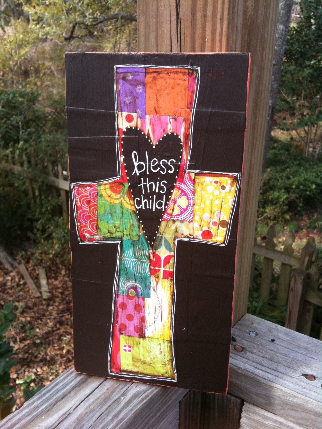 MADE TO ORDER- Bless This Child Mixed Media Collage (5 1/2 x 11 in)