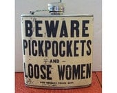 Beware pickpockets flask retro vintage new orleans rockabilly pin up