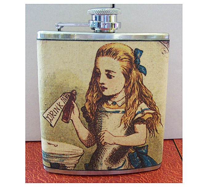 Alice in Wonderland flask white rabbit retro vintage fairy tale victorian fantasy