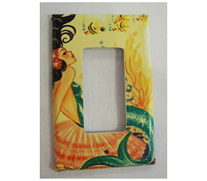 vintage mermaid rocker switch plate retro pin up dimmer switch rockabilly
