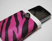 Designer Pink faux leather wristlet