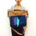 Mint and Blue pleats on Dark Blue fold over Bag