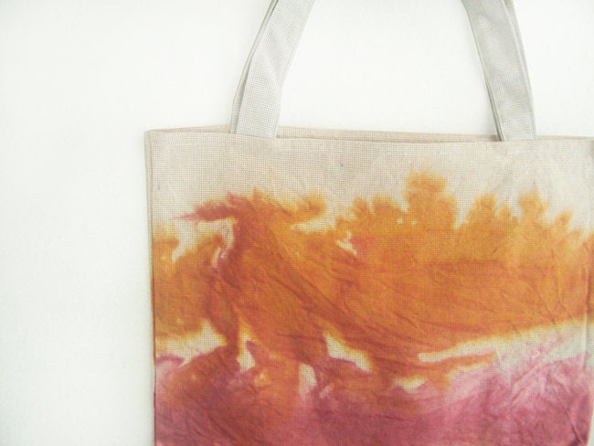 yellow, orange and on white texture dyed market tote