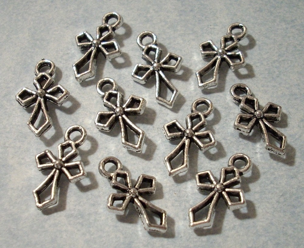 10 Open Cross Charms